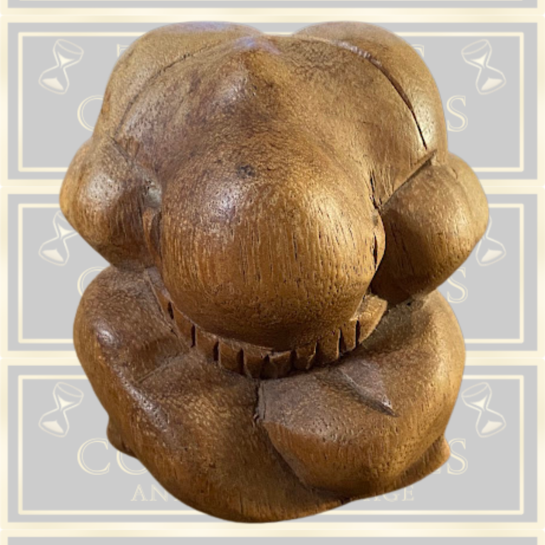 Vintage Carved Wooden Weeping Buddha
