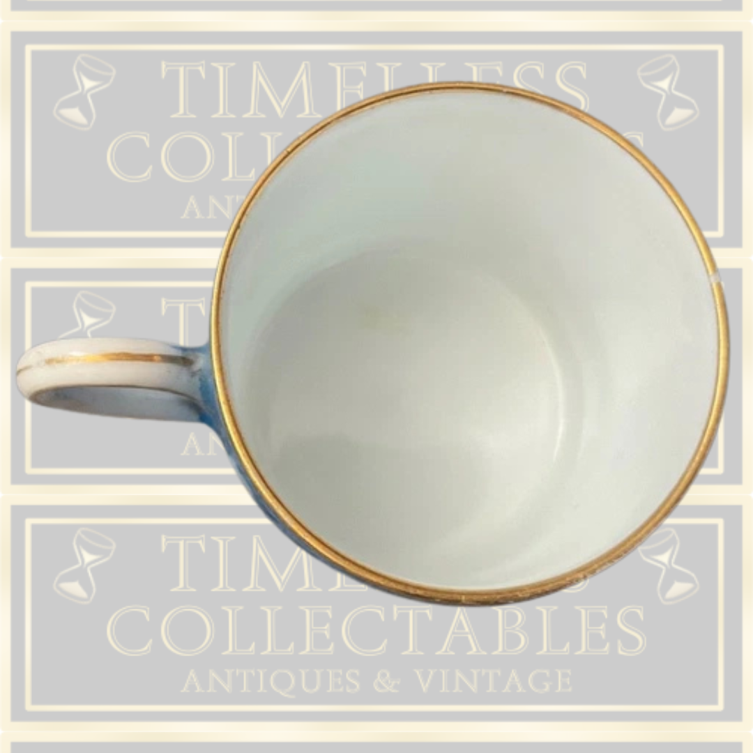 Antique Sevres Small Hand Painted Porcelain Cobalt & Gilt Cup