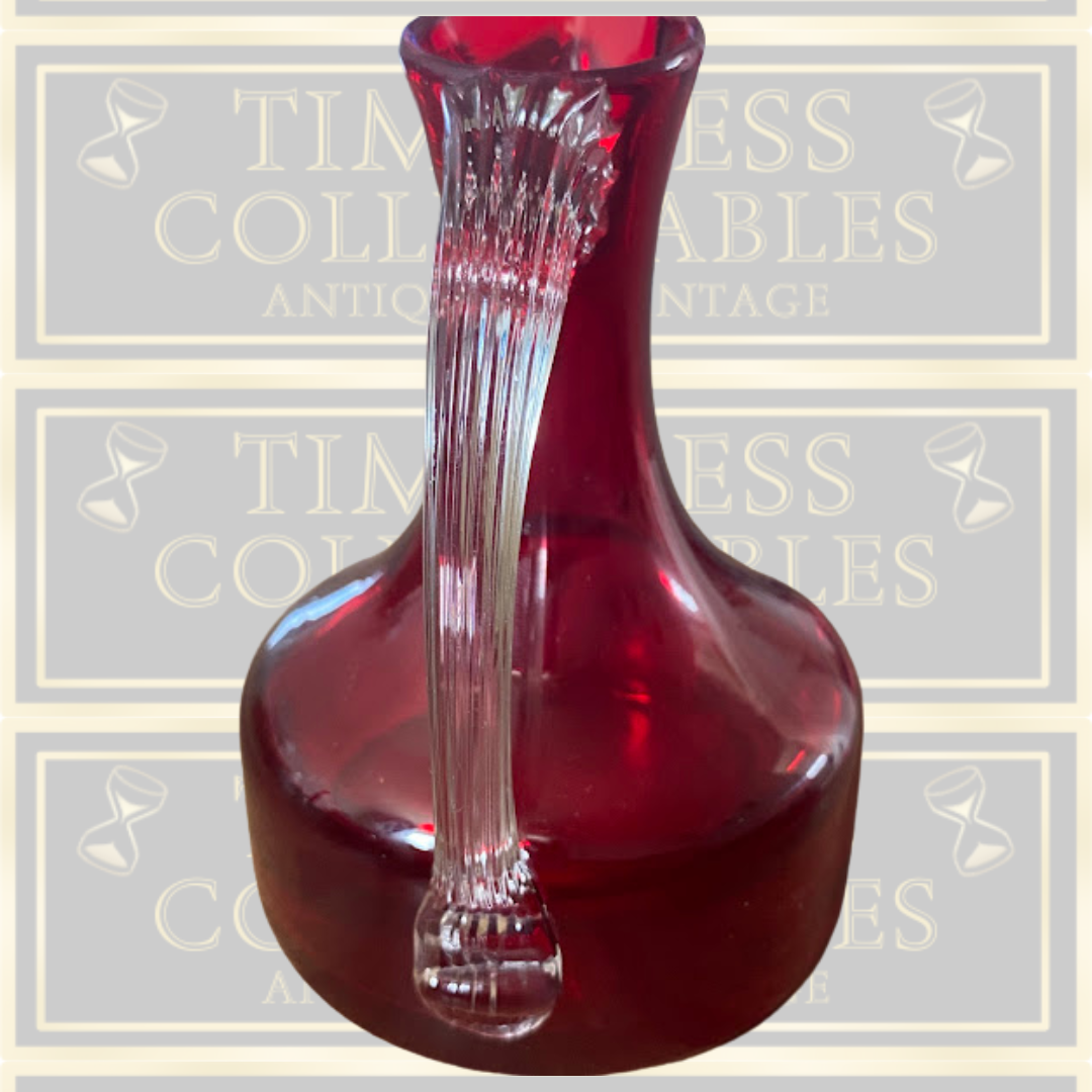 Vintage Whitefriars Ruby Red Sparrow Beaked Glass Jug