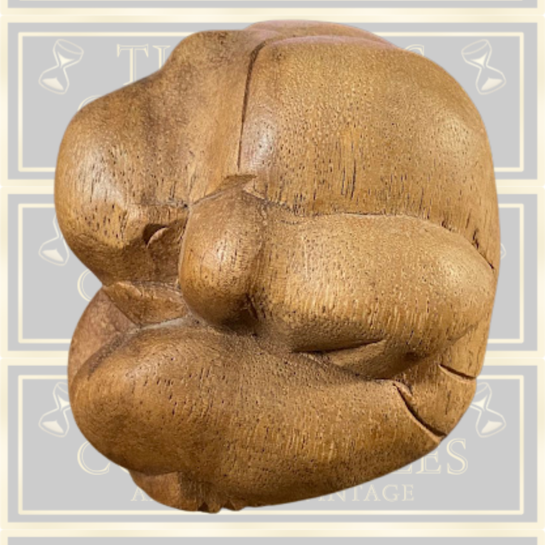 Vintage Carved Wooden Weeping Buddha