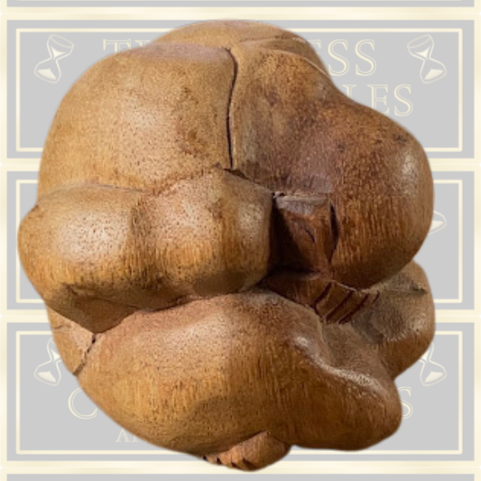 Vintage Carved Wooden Weeping Buddha