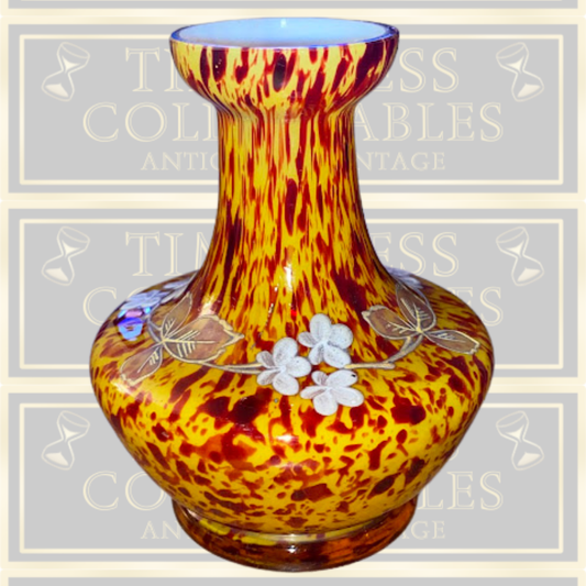 Antique Franz Welz Bohemian Art Glass Spatter Vase