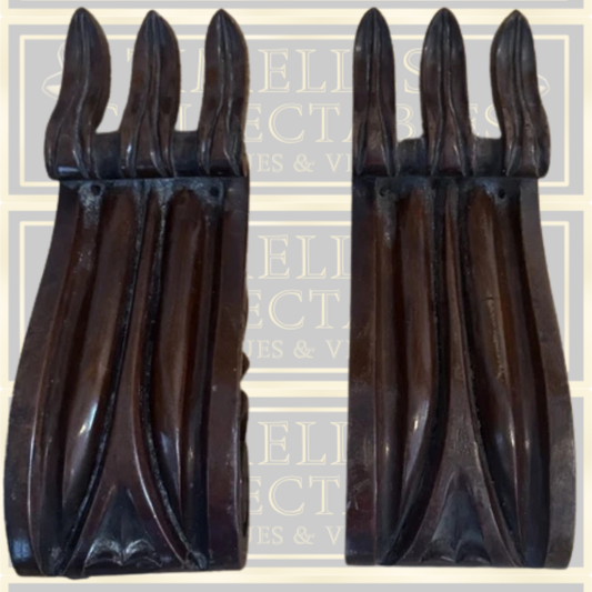 Antique Pair Corbels Hand Carved Architectural Wood