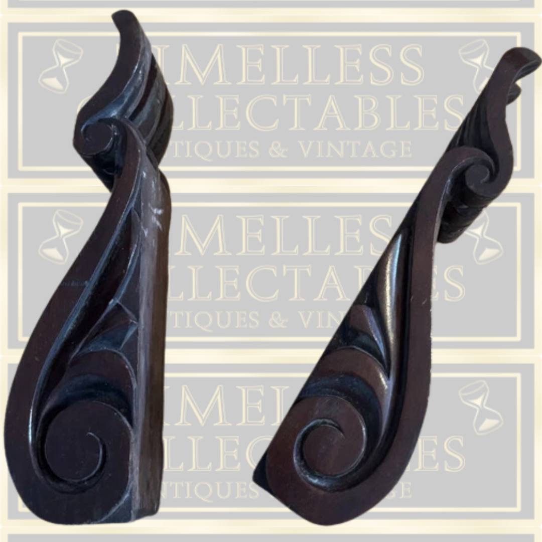 Antique Pair Corbels Hand Carved Architectural Wood
