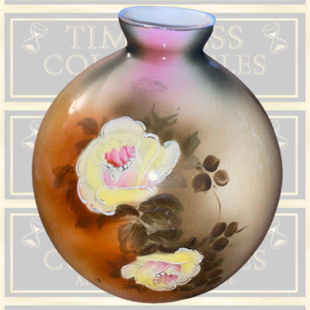 Vintage Art Nouveau Pink Rose Bulbous Porcelain Vase