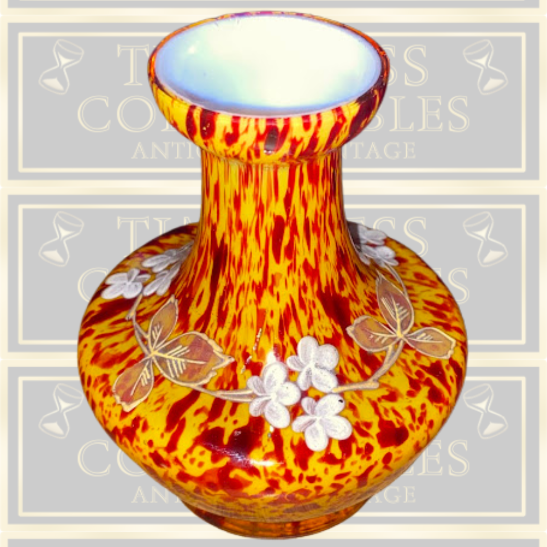 Antique Franz Welz Bohemian Art Glass Spatter Vase