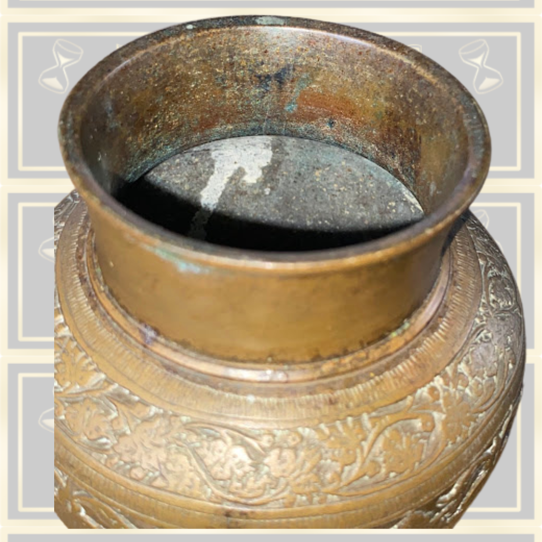 Vintage Bronze/Brass engraved Floral Vessel