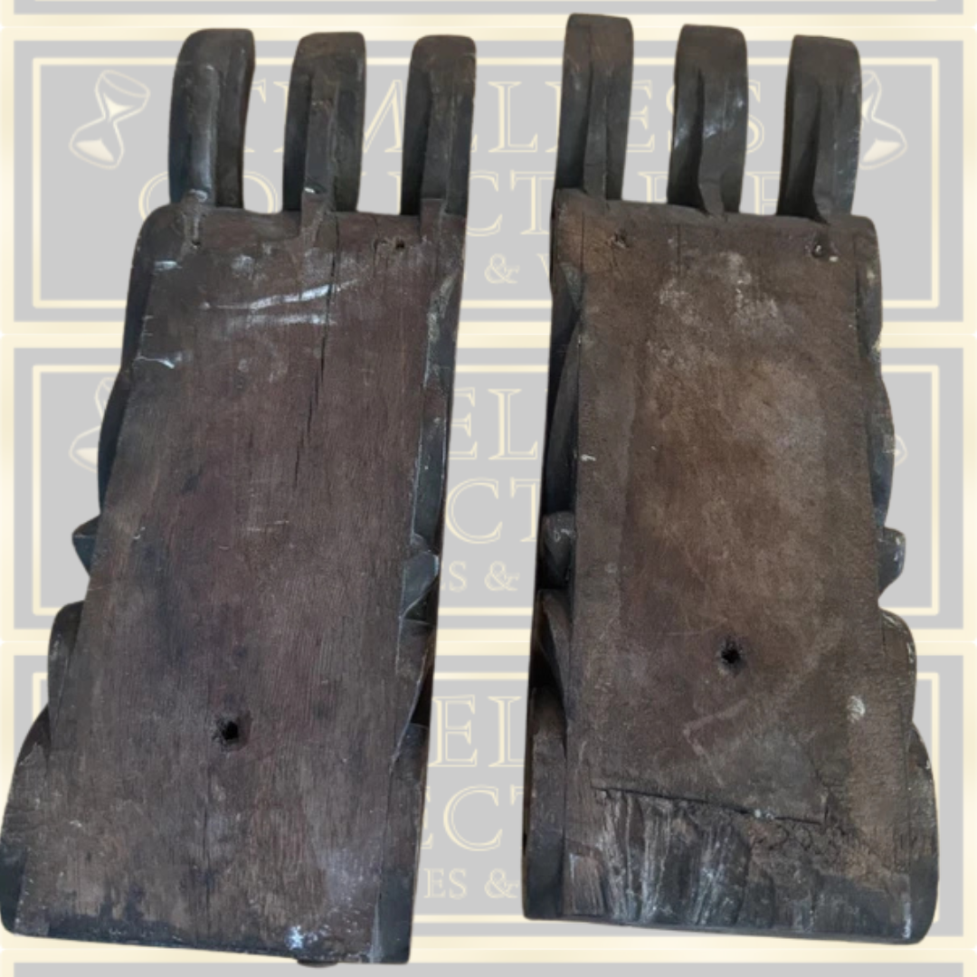 Antique Pair Corbels Hand Carved Architectural Wood
