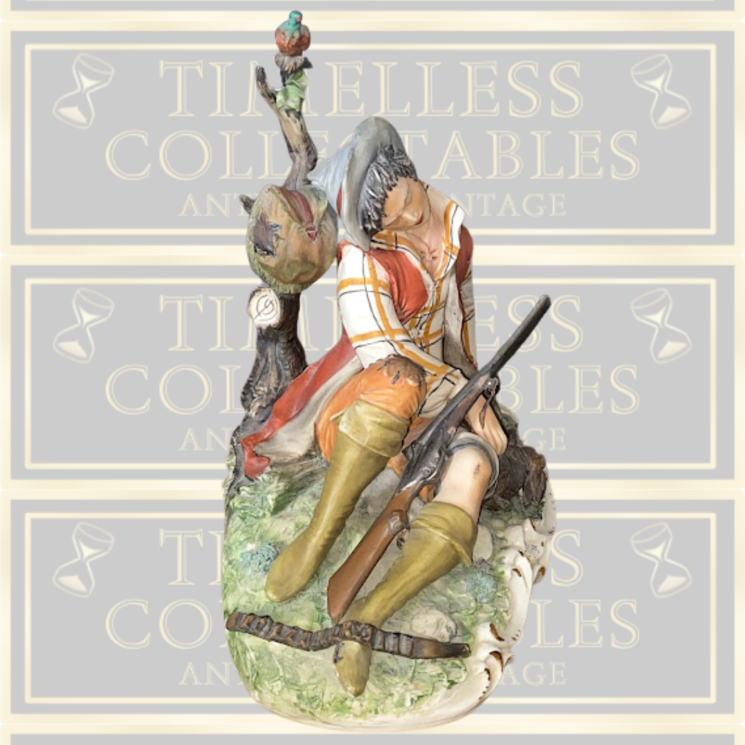 Vintage Large Capodimonte The Lazy Hunter Porcelain Figure