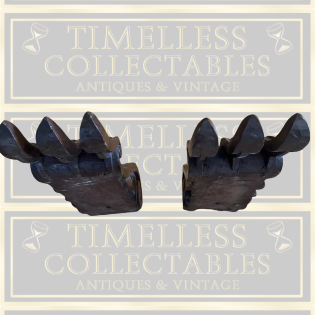 Antique Pair Corbels Hand Carved Architectural Wood