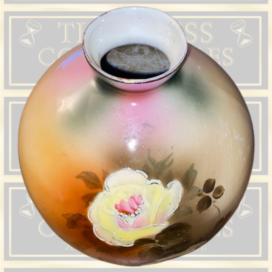 Vintage Art Nouveau Pink Rose Bulbous Porcelain Vase