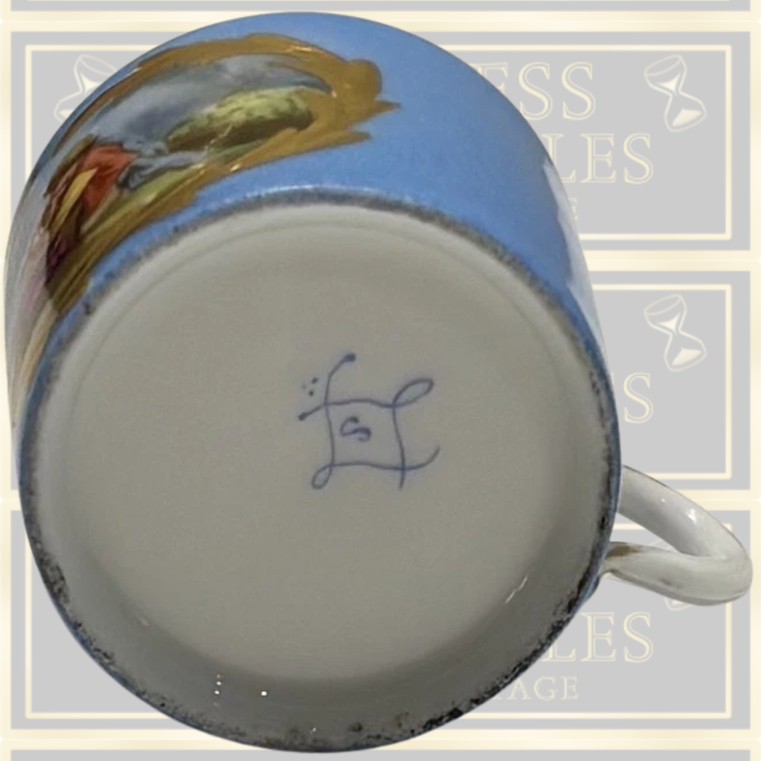 Antique Sevres 19thC Miniature Hand-Painted Porcelain Cup