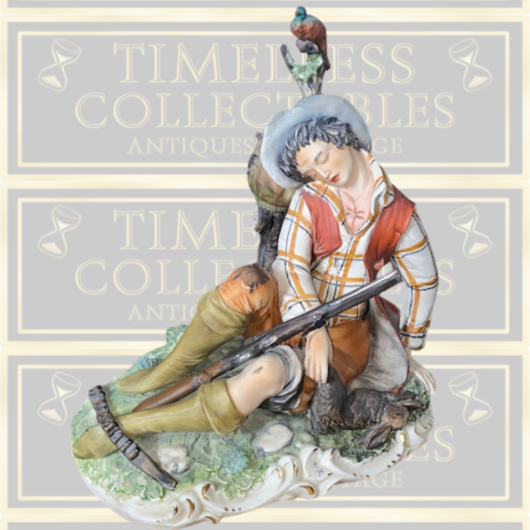 Vintage Large Capodimonte The Lazy Hunter Porcelain Figure