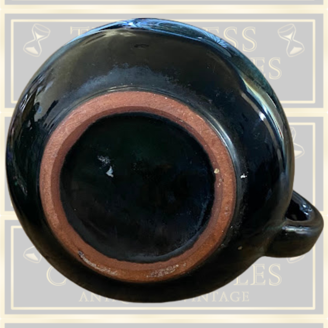 Blue Mountain Pottery Pitcher Green Black Iridescent Drip Glaze