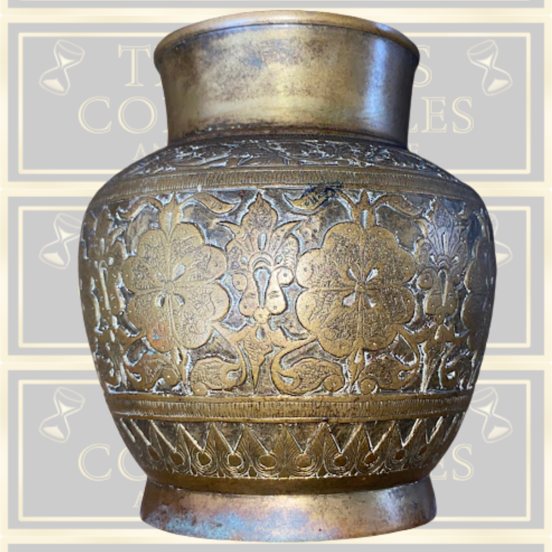 Vintage Bronze/Brass engraved Floral Vessel