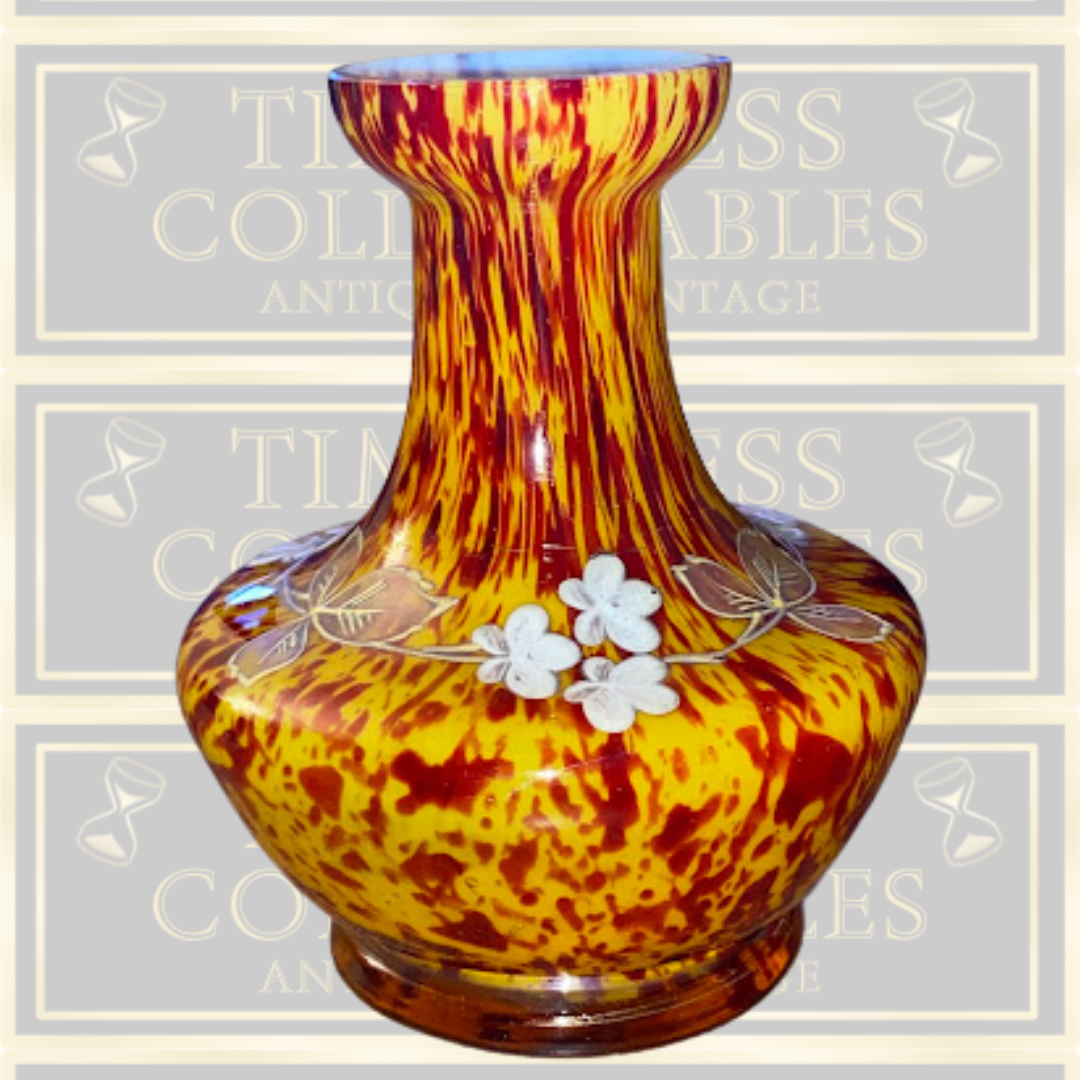 Antique Franz Welz Bohemian Art Glass Spatter Vase