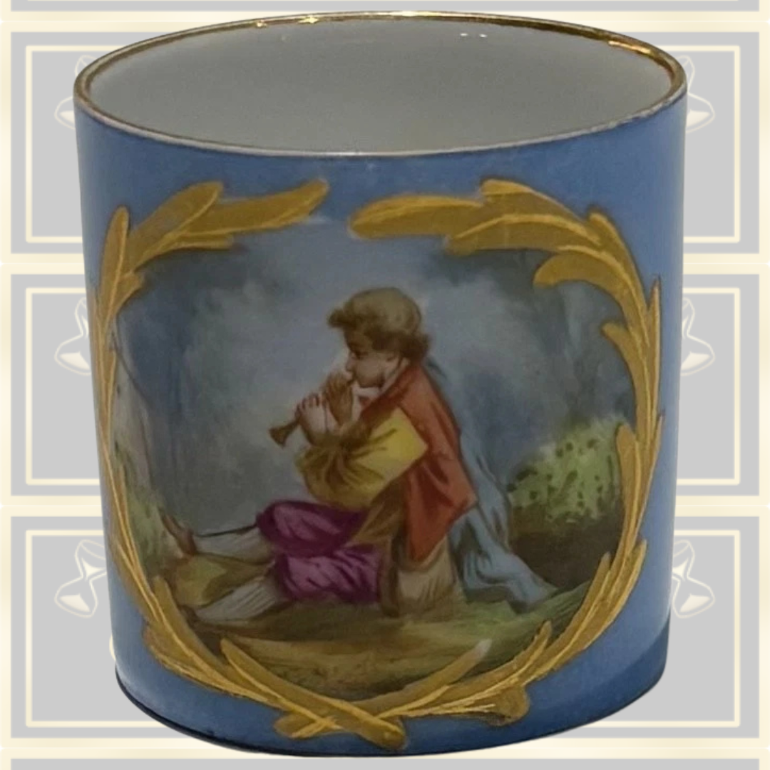 Antique Sevres 19thC Miniature Hand-Painted Porcelain Cup