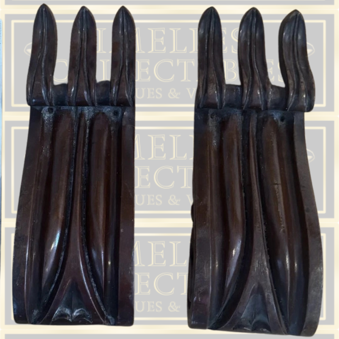 Antique Pair Corbels Hand Carved Architectural Wood
