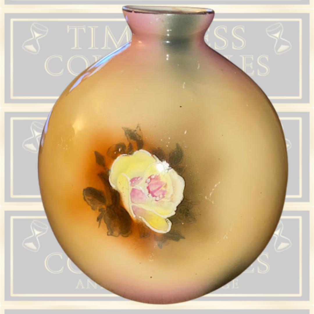 Vintage Art Nouveau Pink Rose Bulbous Porcelain Vase