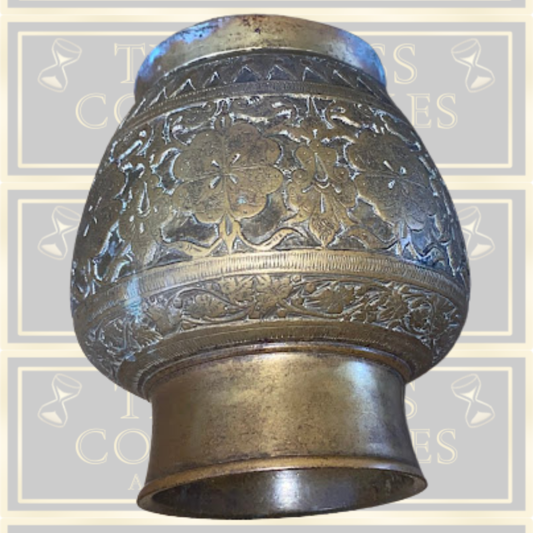 Vintage Bronze/Brass engraved Floral Vessel