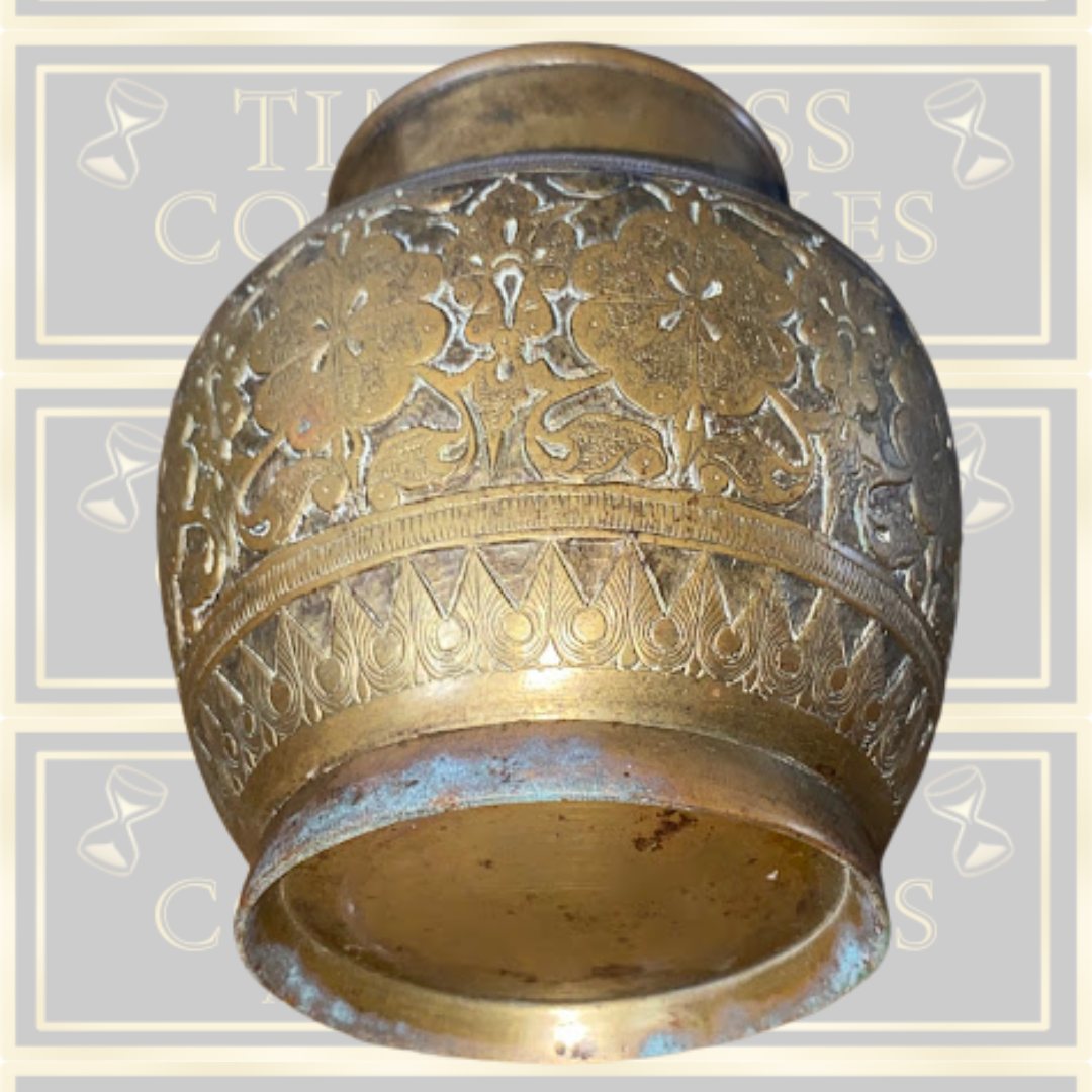 Vintage Bronze/Brass engraved Floral Vessel