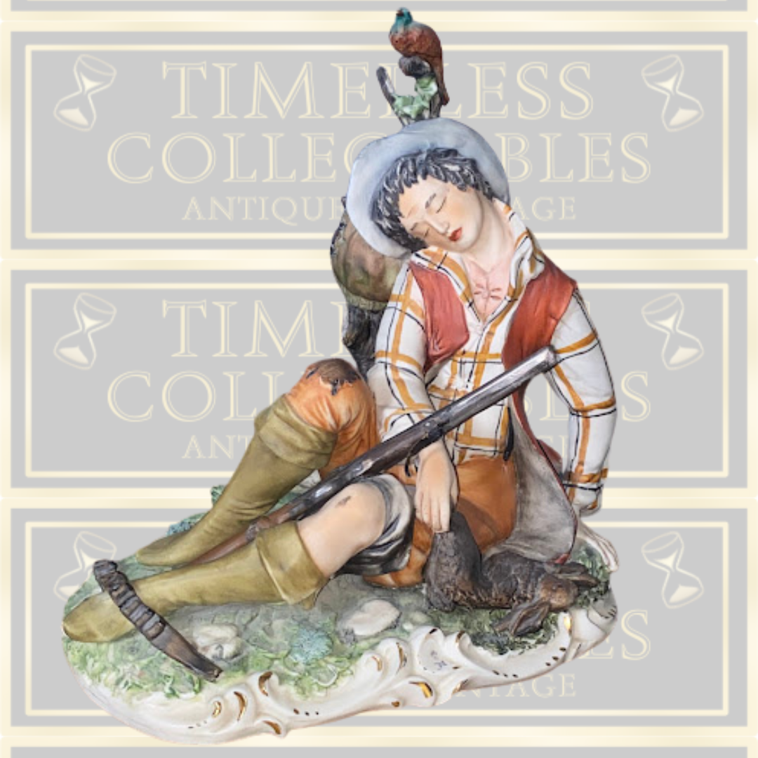 Vintage Large Capodimonte The Lazy Hunter Porcelain Figure