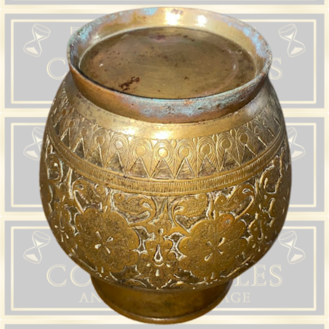 Vintage Bronze/Brass engraved Floral Vessel