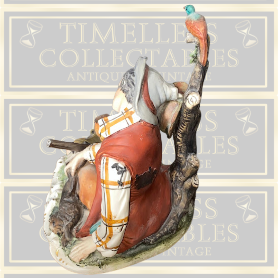 Vintage Large Capodimonte The Lazy Hunter Porcelain Figure