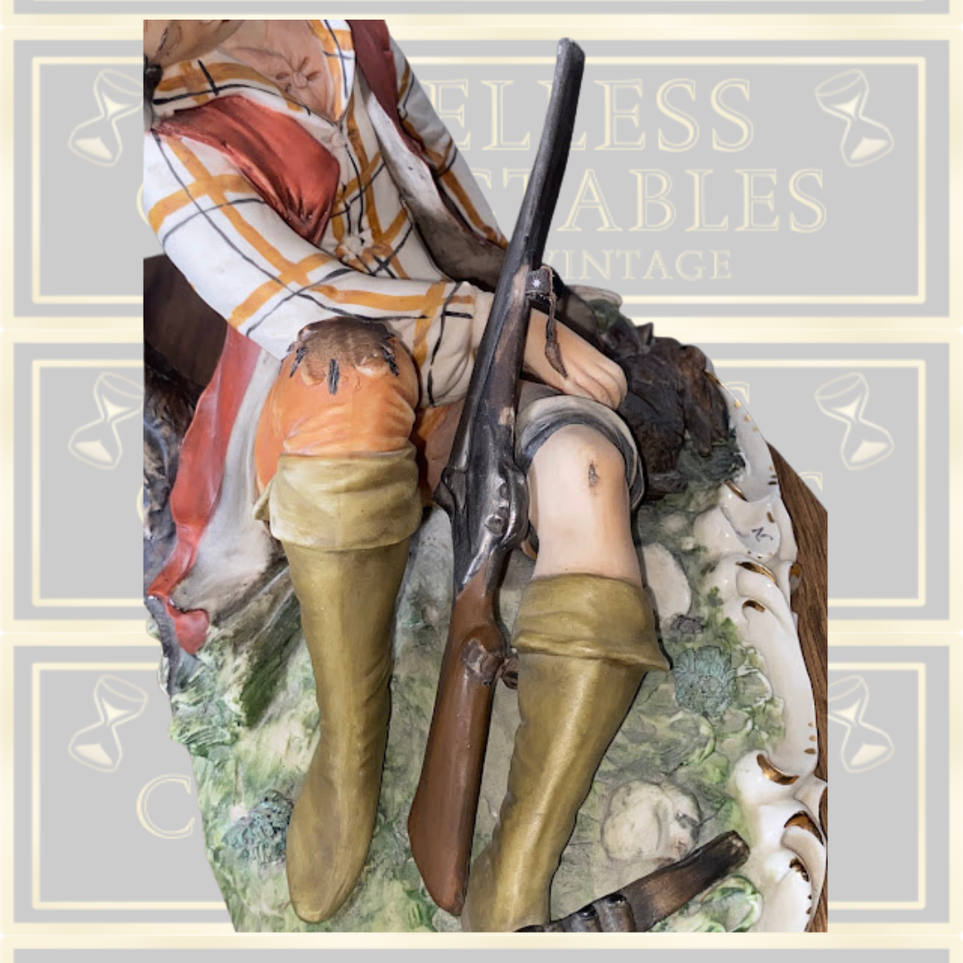 Vintage Large Capodimonte The Lazy Hunter Porcelain Figure