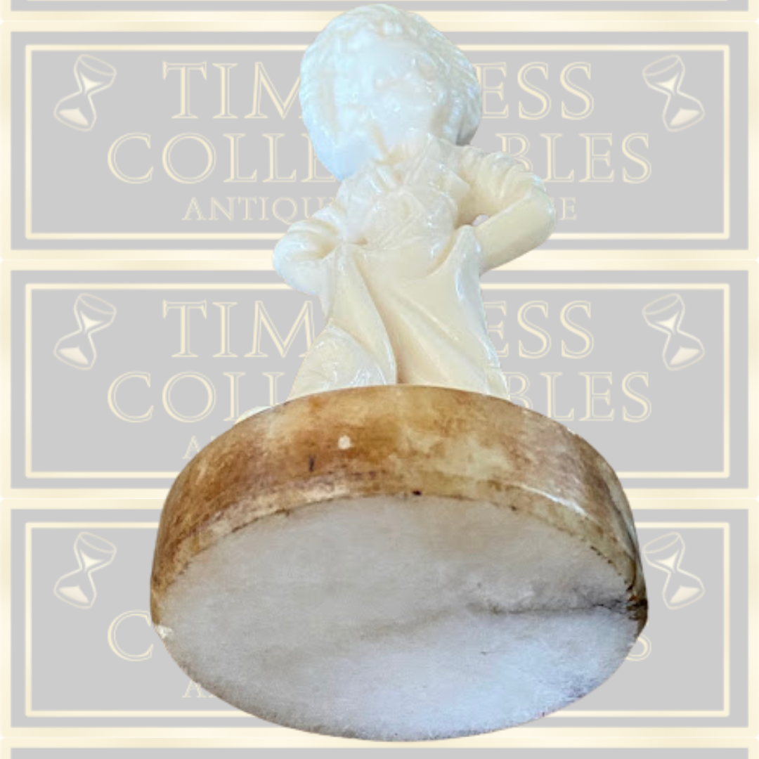 Antique Alabaster Boy Figure Marble Base