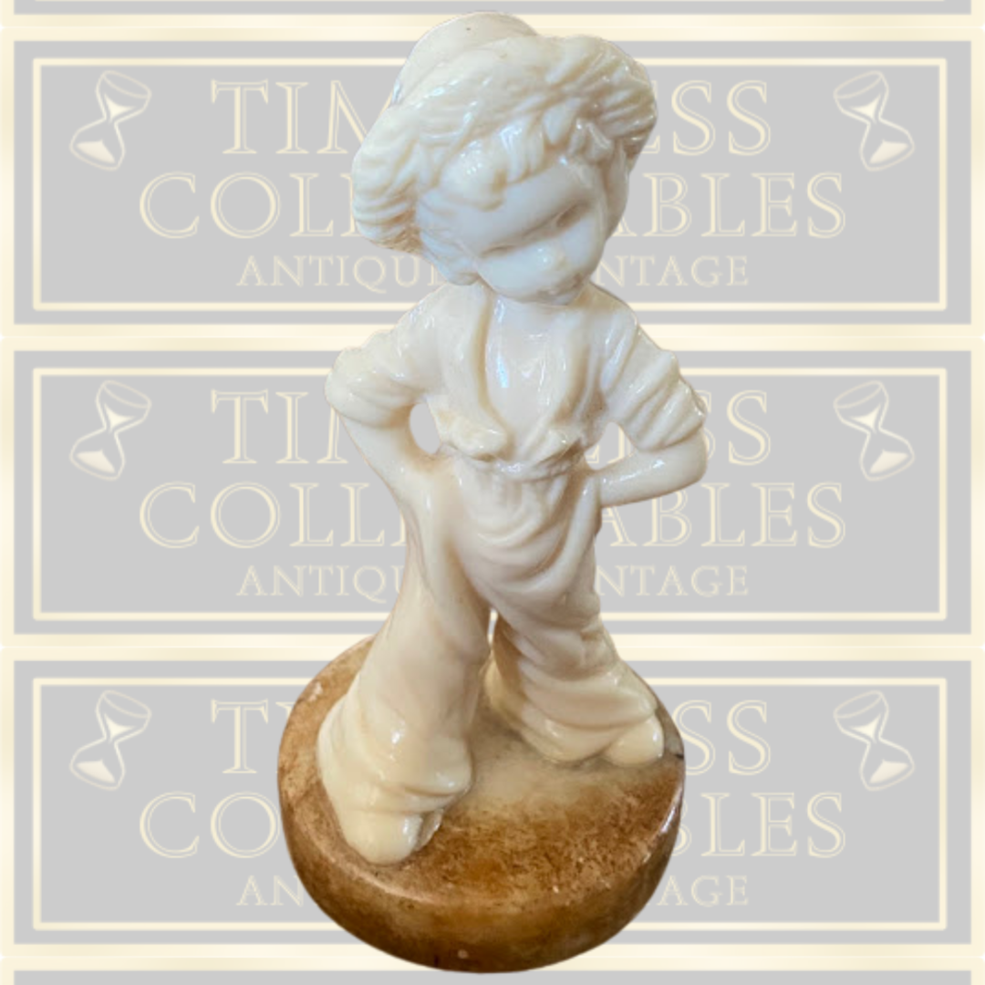 Antique Alabaster Boy Figure Marble Base