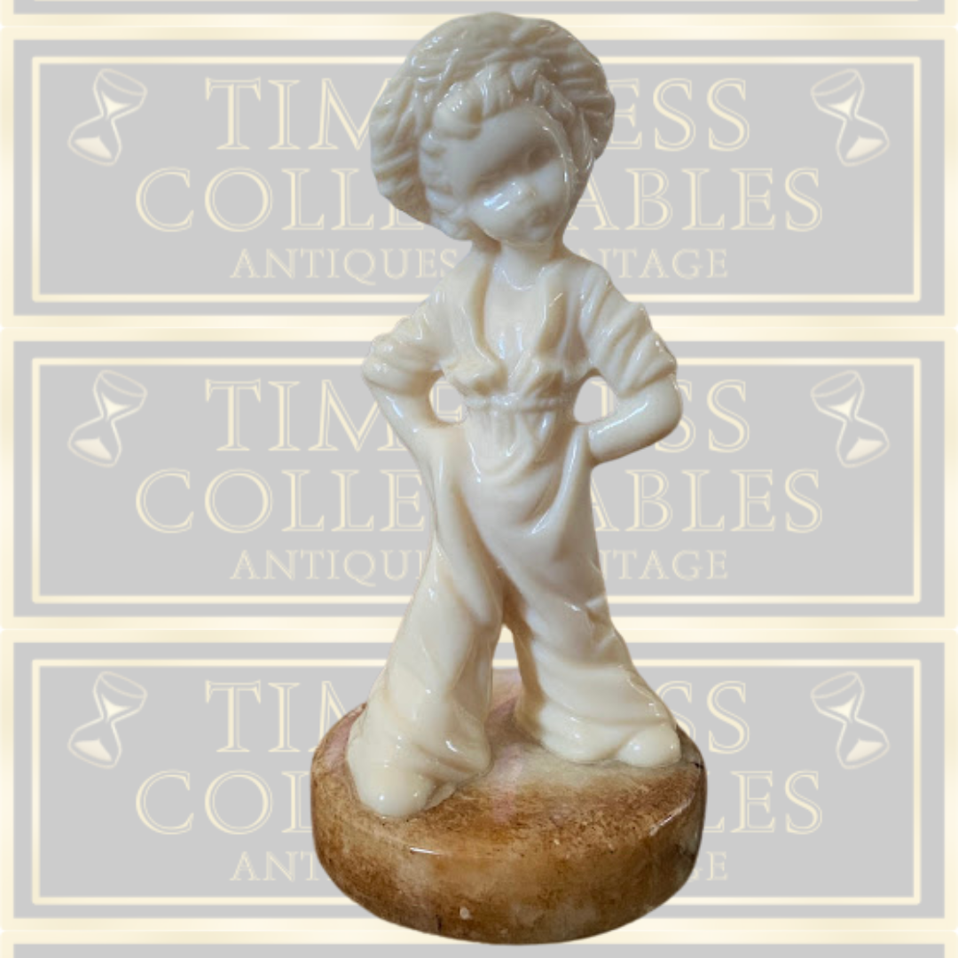 Antique Alabaster Boy Figure Marble Base