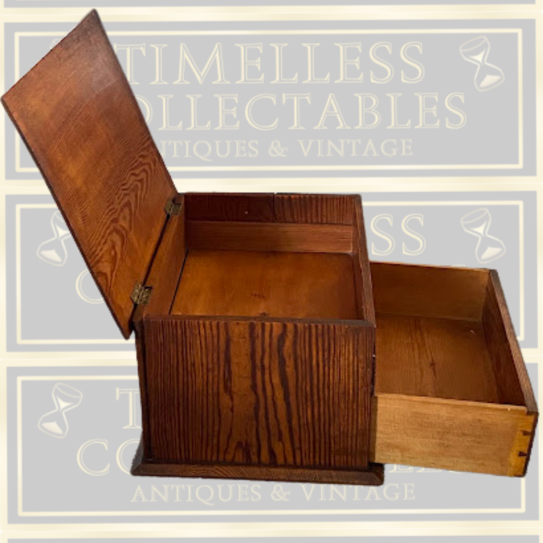 Antique Quartersawn Oak Large Desktop Organizer Box