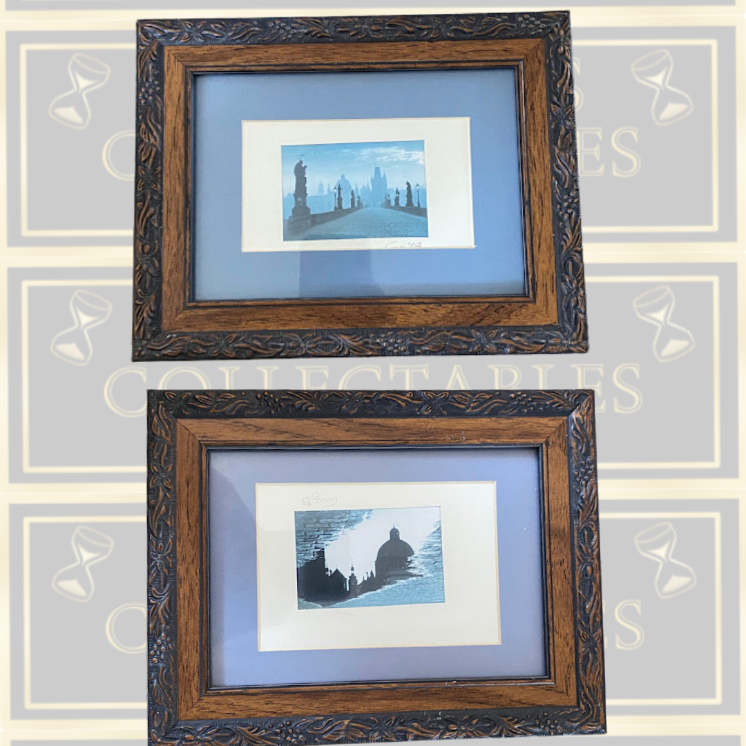 Vintage Pair Garry Seidel Signed Architectural Prints