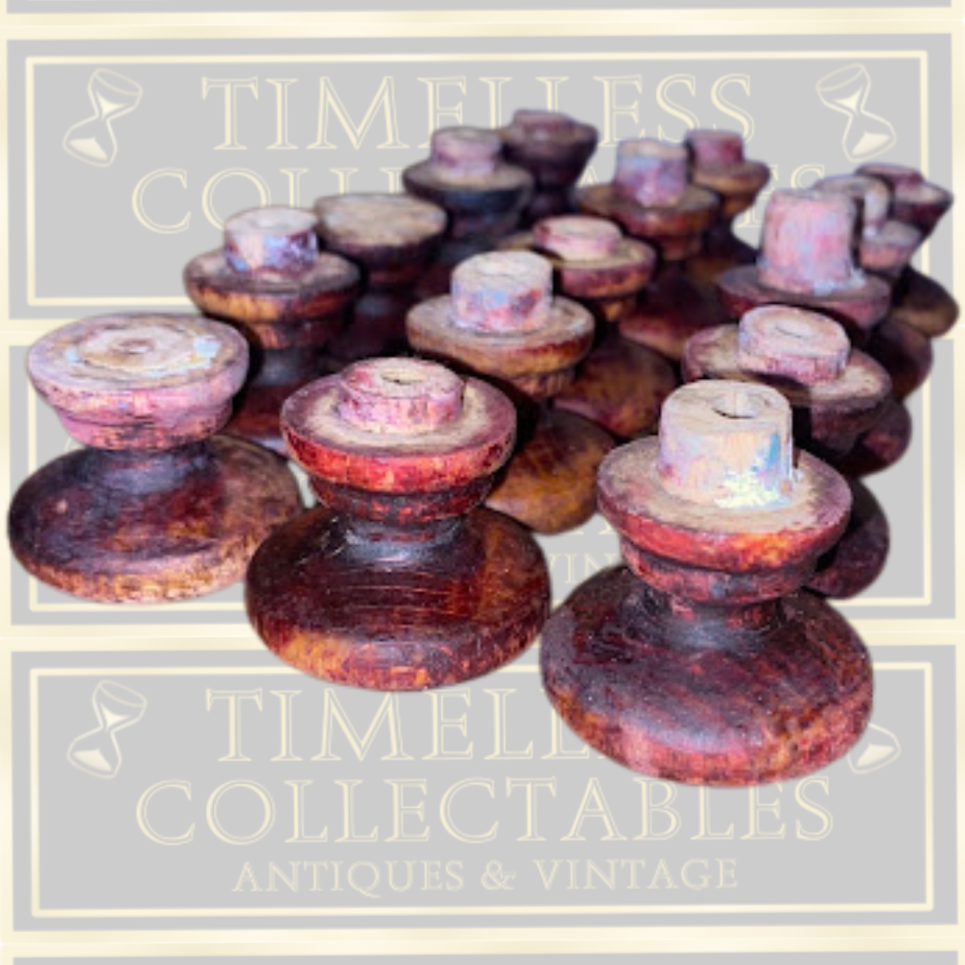Antique Solid Turned Hardwood Mushroom knobs