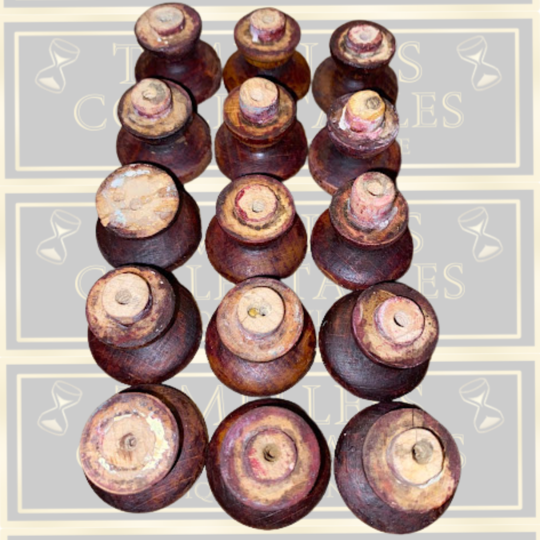 Antique Solid Turned Hardwood Mushroom knobs