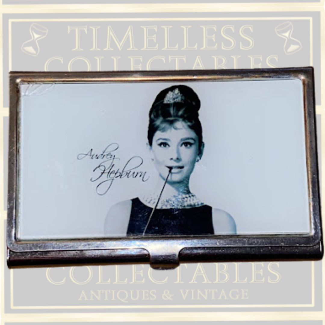 Vintage Audrey Hepburn Metal Business Card Holder/Credit Card Case