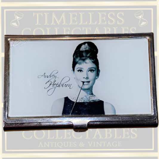 Vintage Audrey Hepburn Metal Business Card Holder/Credit Card Case