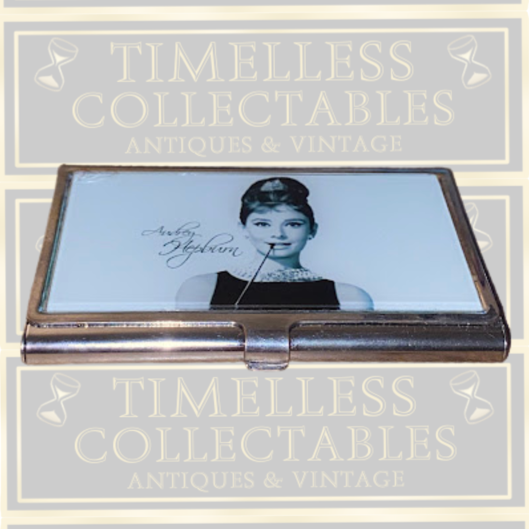 Vintage Audrey Hepburn Metal Business Card Holder/Credit Card Case