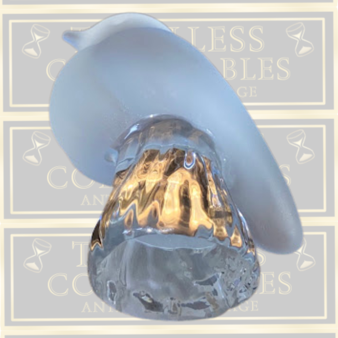 Vintage Reijmyre Glasbruk Kristail Sweden Satin & Clear Glass Bird