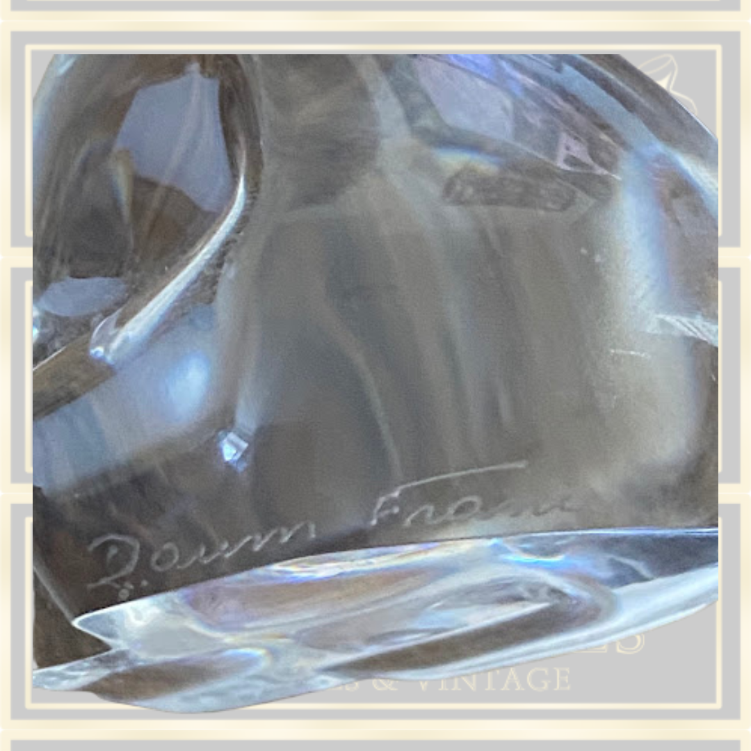 Vintage Daum France Signed Crystal Elephant Paperweight