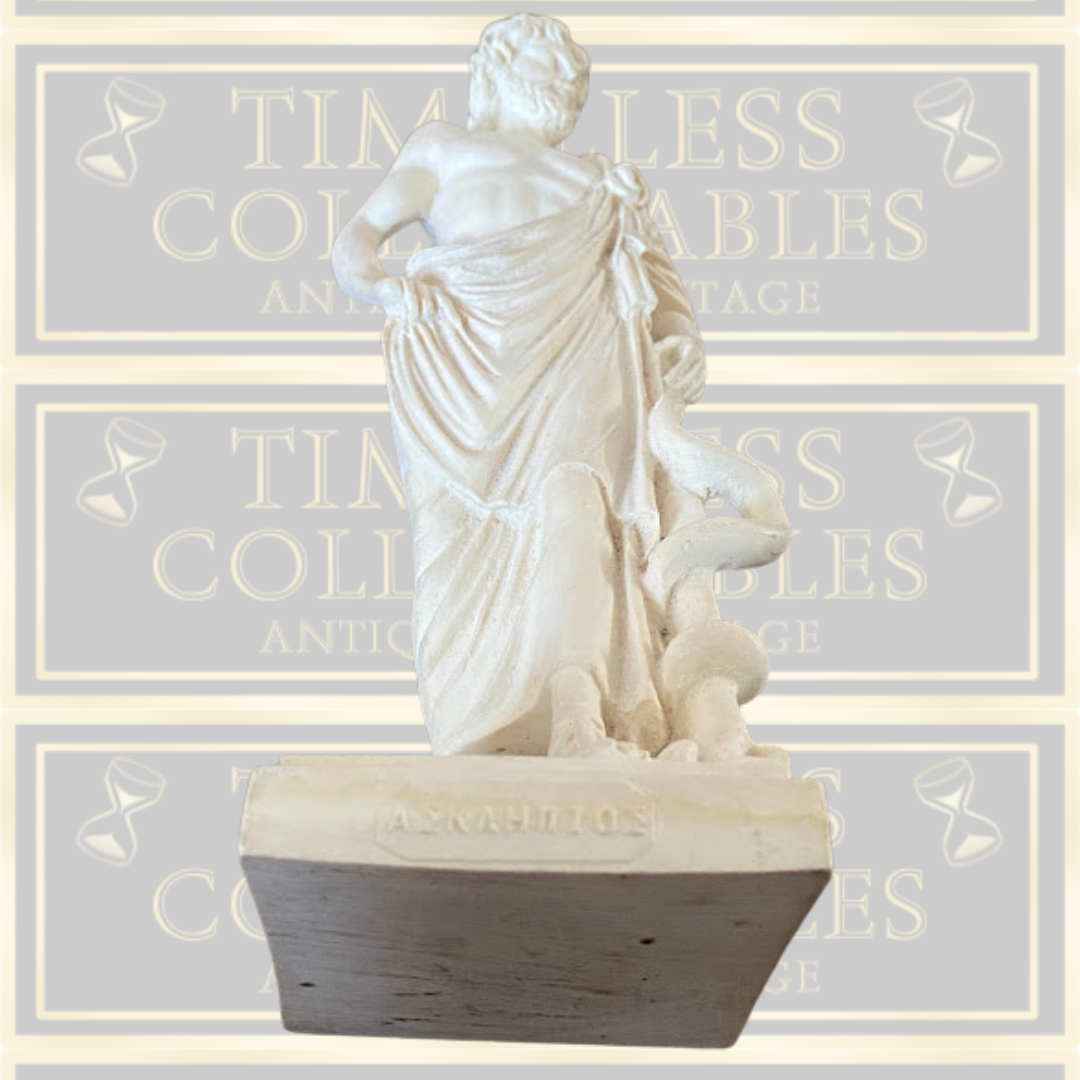 Vintage Asclepius Greek God of Medicine & Physicians Handmade Sculpture