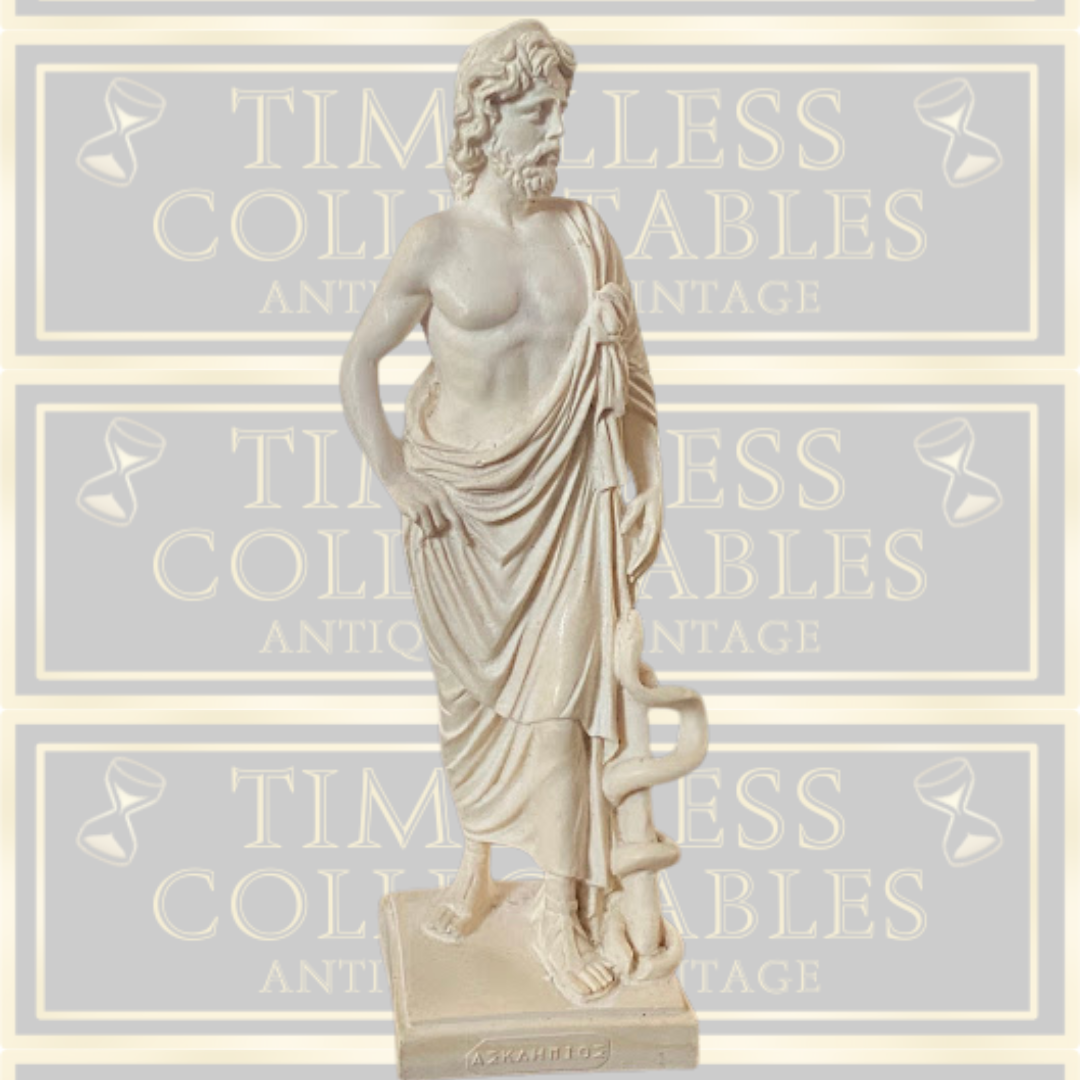 Vintage Asclepius Greek God of Medicine & Physicians Handmade Sculpture