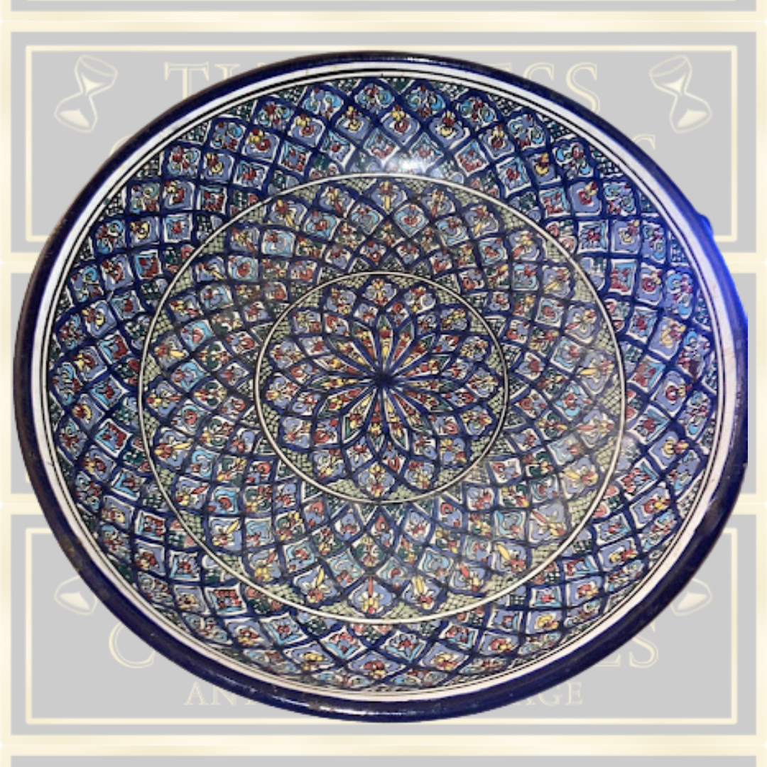 Vintage Hand Painted Moroccan Boho Large Fruit Bowl