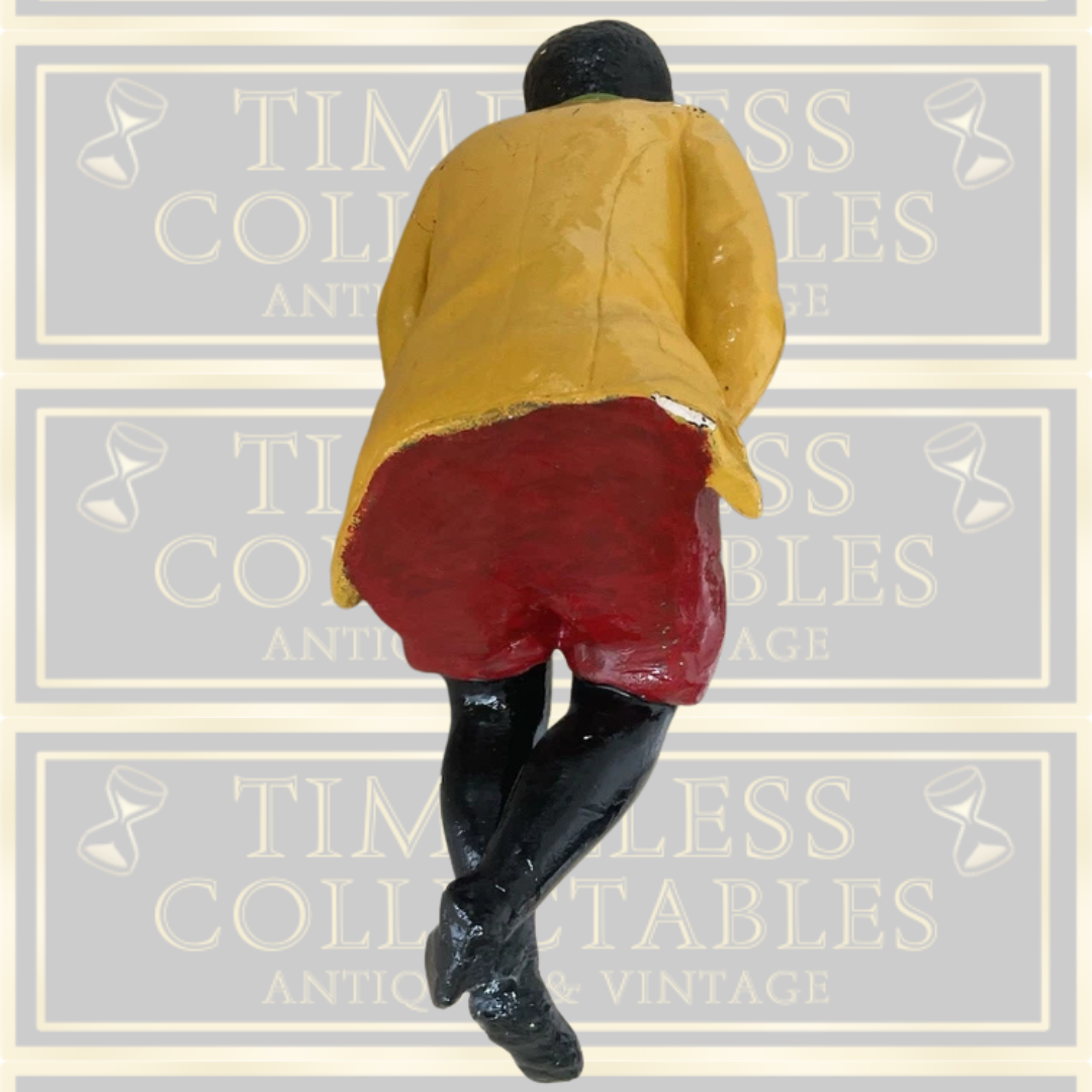 Antique Goldscheider Black Boy On A Wooden Chair