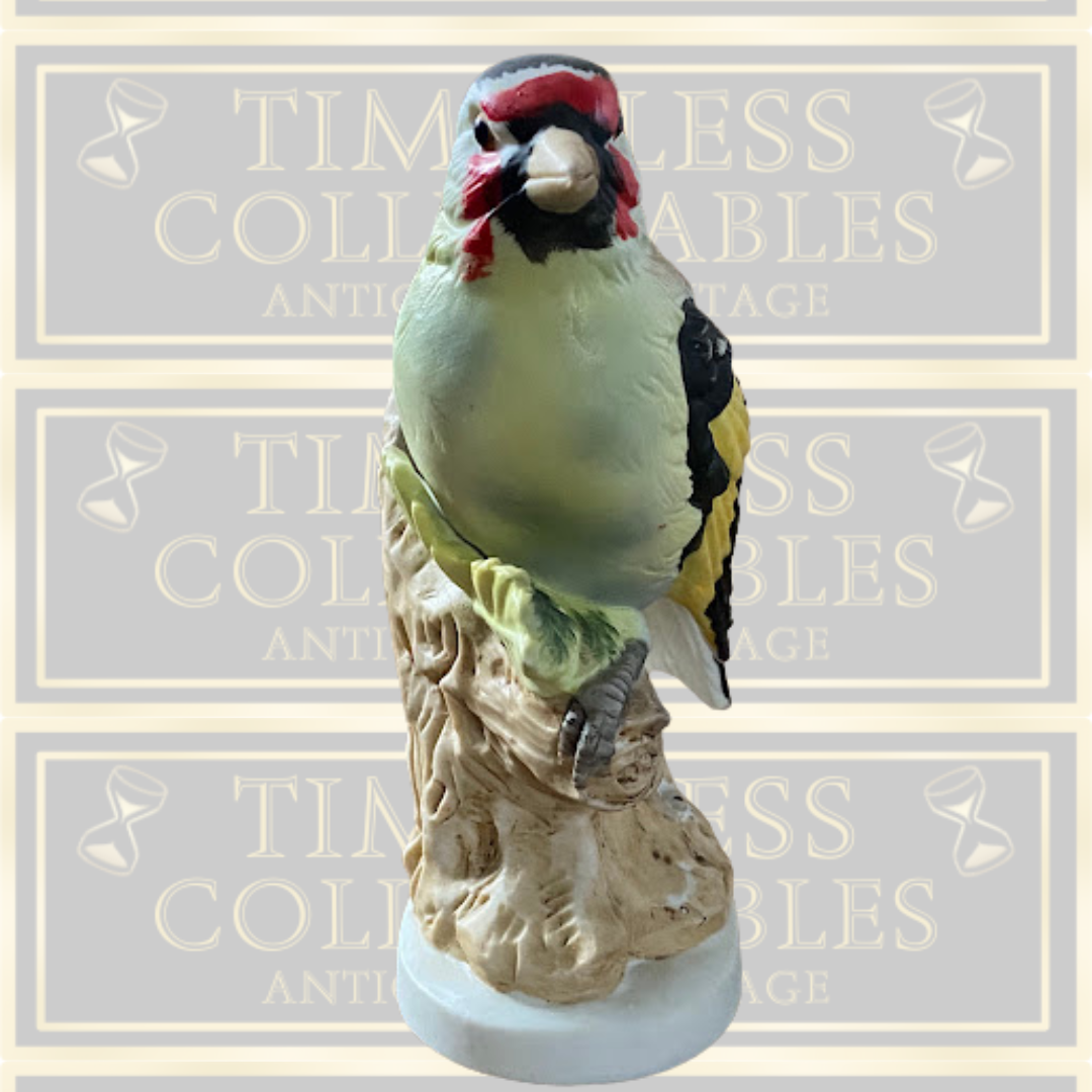 Vintage Bisque Golden Finch Bird Ornament