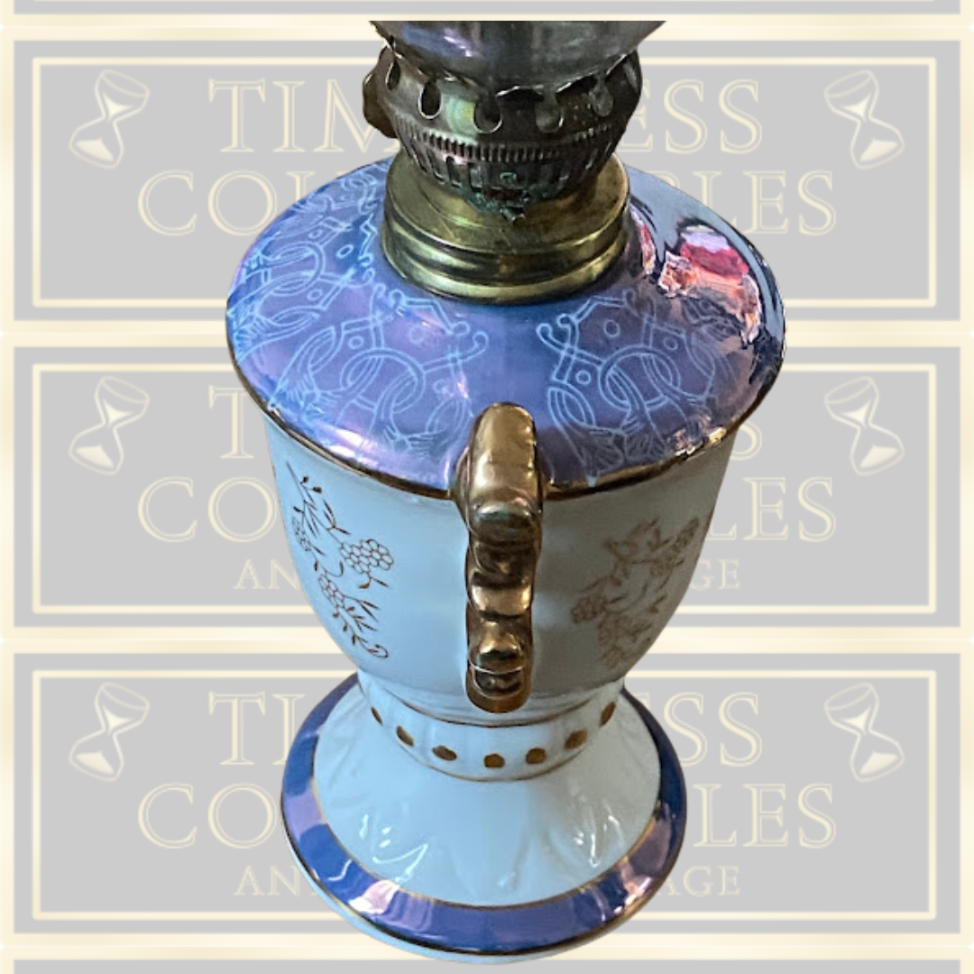 Vintage French Rococo Style Oil Lamp With Tulip Glass