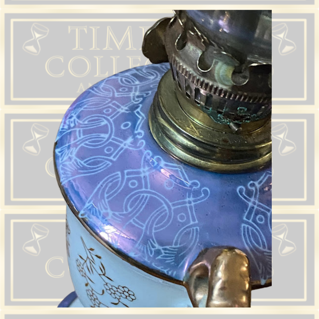 Vintage French Rococo Style Oil Lamp With Tulip Glass