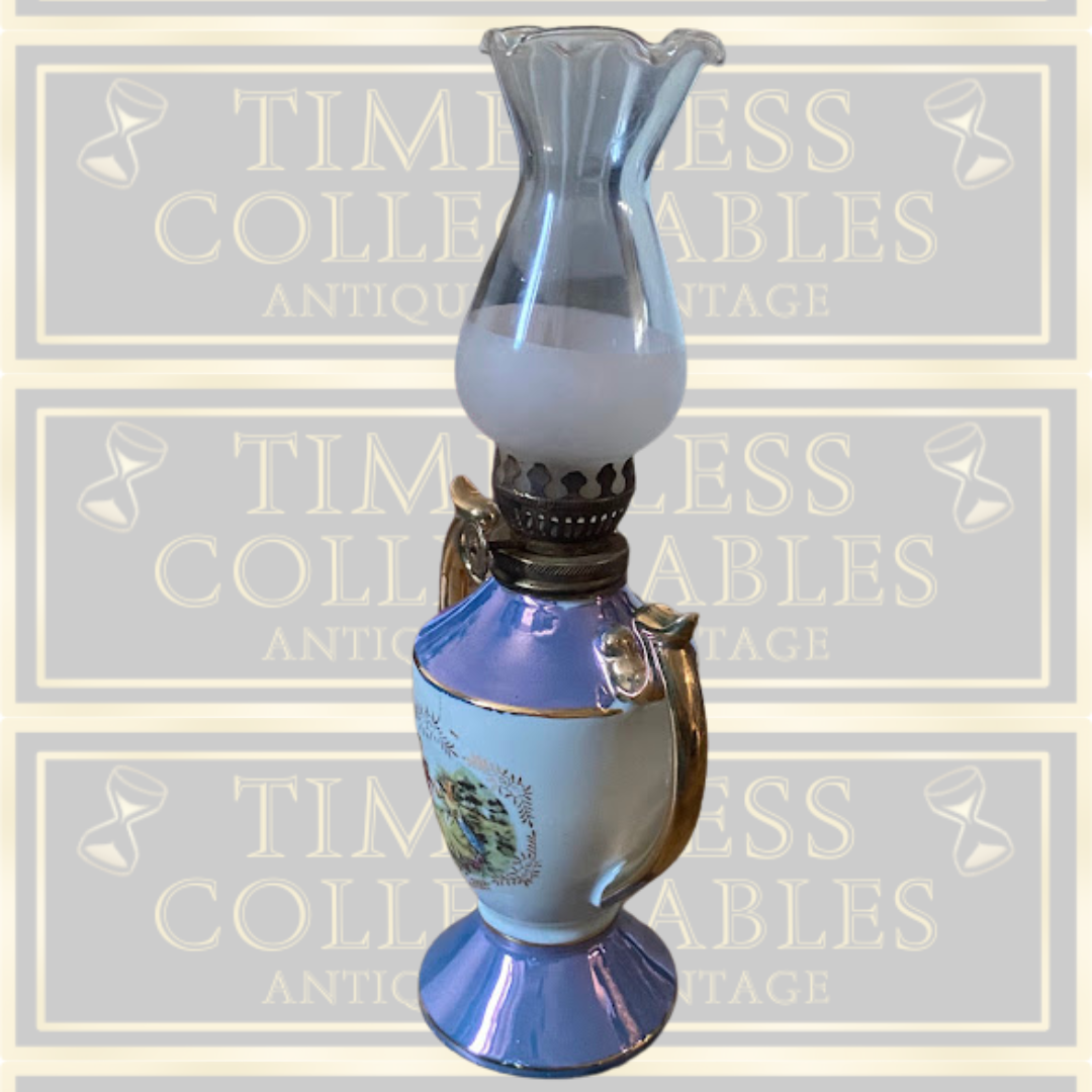 Vintage French Rococo Style Oil Lamp With Frosted Tulip Glass