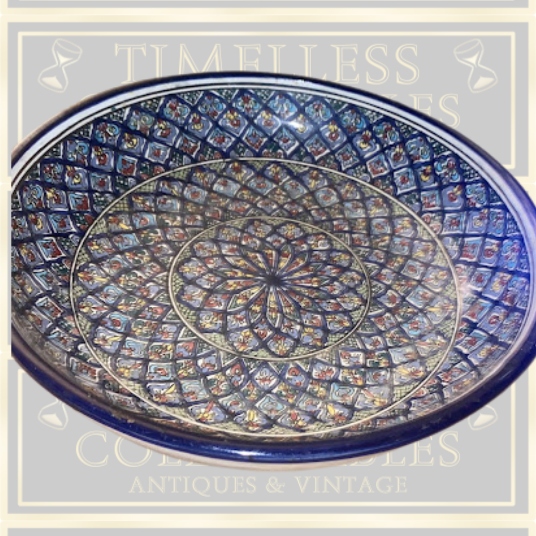 Vintage Hand Painted Moroccan Boho Large Fruit Bowl